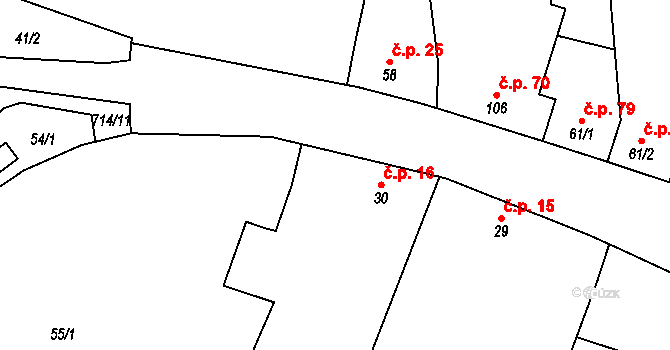 Zdislavice 16, Troubky-Zdislavice na parcele st. 30 v KÚ Zdislavice, Katastrální mapa
