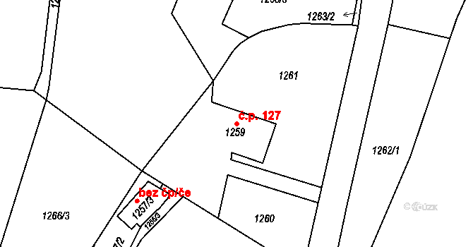 Fryčovice 127 na parcele st. 1259 v KÚ Fryčovice, Katastrální mapa