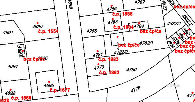 Kročehlavy 1883, Kladno na parcele st. 4781 v KÚ Kročehlavy, Katastrální mapa