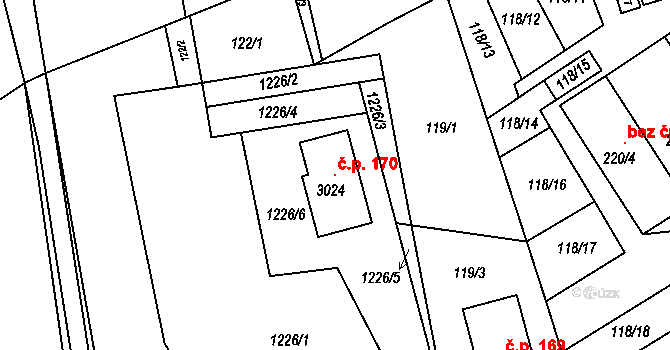 Bohdalice 170, Bohdalice-Pavlovice na parcele st. 3024 v KÚ Bohdalice, Katastrální mapa