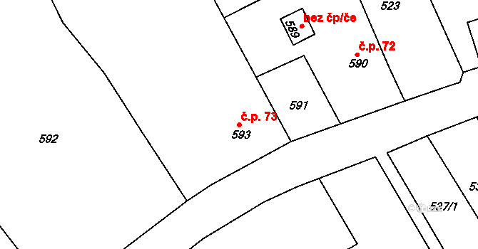 Dlouhá Loučka 73 na parcele st. 593 v KÚ Dolní Dlouhá Loučka, Katastrální mapa