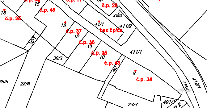 Sobáčov 43, Mladeč na parcele st. 10 v KÚ Sobáčov, Katastrální mapa