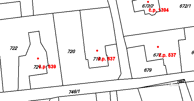 Lutyně 637, Orlová na parcele st. 719 v KÚ Horní Lutyně, Katastrální mapa