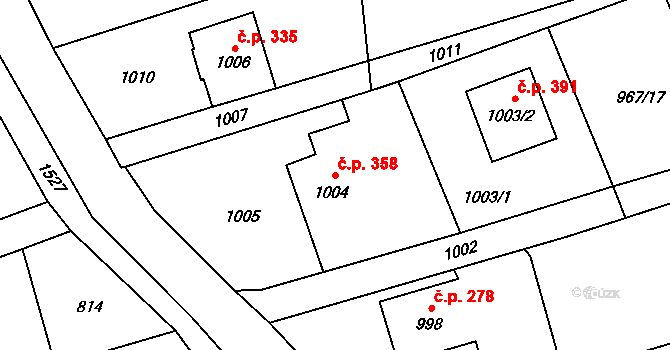 Záblatí 358, Bohumín na parcele st. 1004 v KÚ Záblatí u Bohumína, Katastrální mapa