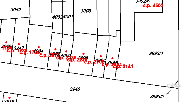Židenice 2144, Brno na parcele st. 3996 v KÚ Židenice, Katastrální mapa