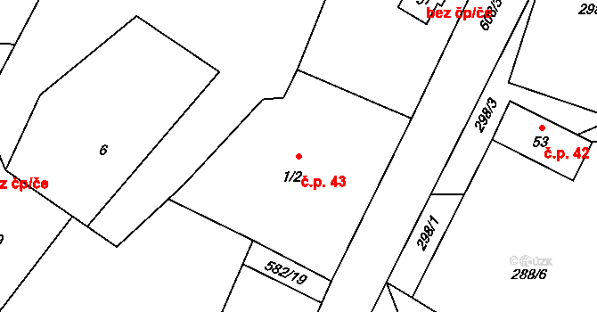 Chrástov 43, Horní Cerekev na parcele st. 1/2 v KÚ Chrástov u Horní Cerekve, Katastrální mapa