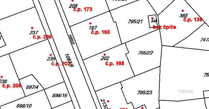 Staňkov II 168, Staňkov na parcele st. 202 v KÚ Staňkov-ves, Katastrální mapa