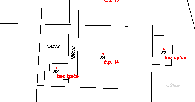 Lomy 14, Osečnice na parcele st. 84 v KÚ Lomy u Osečnice, Katastrální mapa