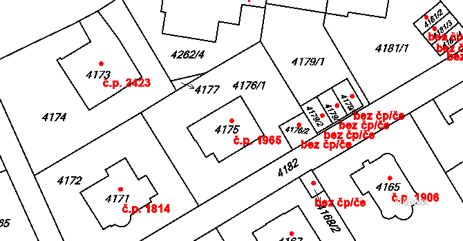 Smíchov 1965, Praha na parcele st. 4175 v KÚ Smíchov, Katastrální mapa