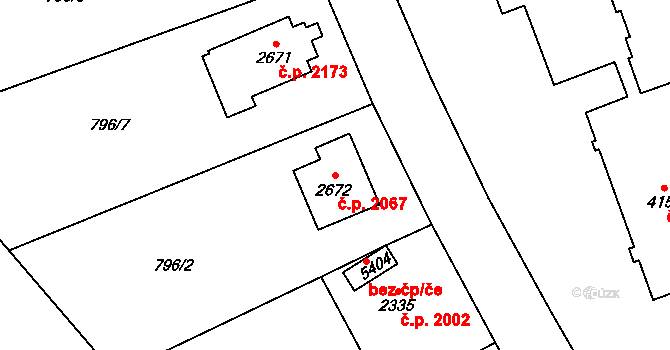 Dvůr Králové nad Labem 2067 na parcele st. 2672 v KÚ Dvůr Králové nad Labem, Katastrální mapa