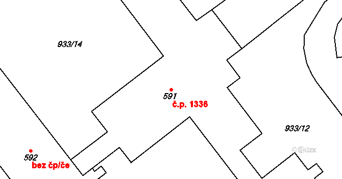 Vrchlabí 1336 na parcele st. 591 v KÚ Podhůří-Harta, Katastrální mapa