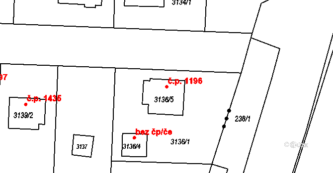 České Budějovice 6 1196, České Budějovice na parcele st. 3136/5 v KÚ České Budějovice 6, Katastrální mapa