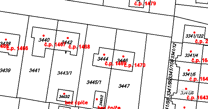 České Budějovice 7 1469, České Budějovice na parcele st. 3444 v KÚ České Budějovice 7, Katastrální mapa