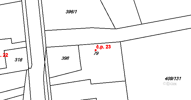 Příjemky 23, Chotěboř na parcele st. 79 v KÚ Příjemky, Katastrální mapa