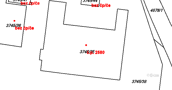 Louny 2580 na parcele st. 3745/35 v KÚ Louny, Katastrální mapa