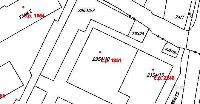 Předměstí 1851, Litoměřice na parcele st. 2354/10 v KÚ Litoměřice, Katastrální mapa