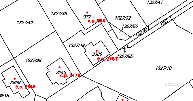Říčany 2181 na parcele st. 3300 v KÚ Říčany u Prahy, Katastrální mapa