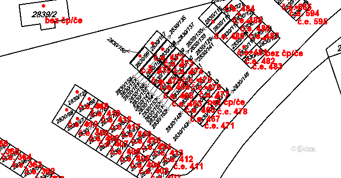 Rumburk 1 463, Rumburk na parcele st. 2830/103 v KÚ Rumburk, Katastrální mapa
