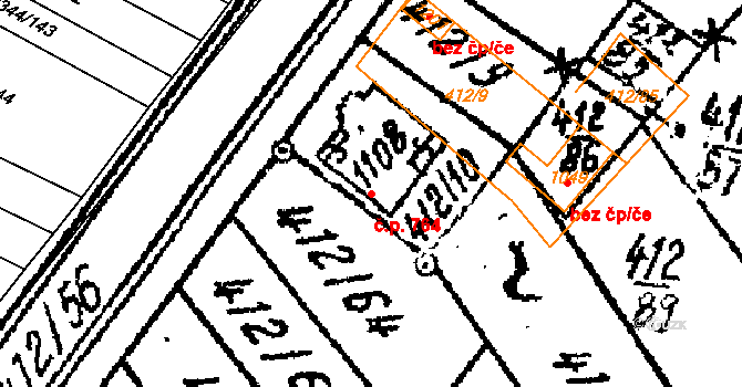 Tvrdonice 764 na parcele st. 1108 v KÚ Tvrdonice, Katastrální mapa