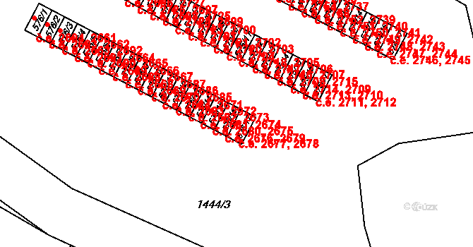 Příluky 2677,2678, Zlín na parcele st. 576/17 v KÚ Příluky u Zlína, Katastrální mapa