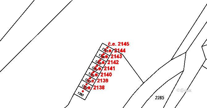 Hlubočky 2144 na parcele st. 1366 v KÚ Hlubočky, Katastrální mapa