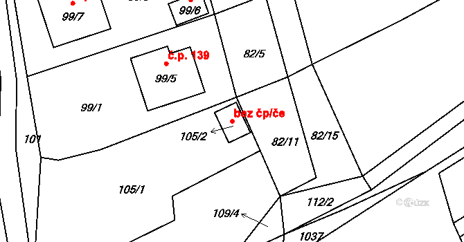 Suchdol nad Lužnicí 42046238 na parcele st. 105/2 v KÚ Tušť, Katastrální mapa