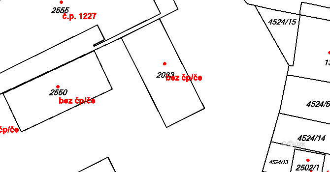 Vizovice 47804238 na parcele st. 2033 v KÚ Vizovice, Katastrální mapa