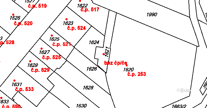 Bílovec 49059238 na parcele st. 1621 v KÚ Bílovec-město, Katastrální mapa