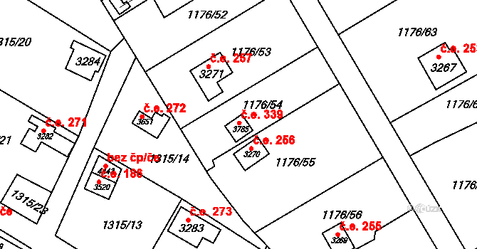 Pražské Předměstí 339, Hradec Králové na parcele st. 3785 v KÚ Pražské Předměstí, Katastrální mapa