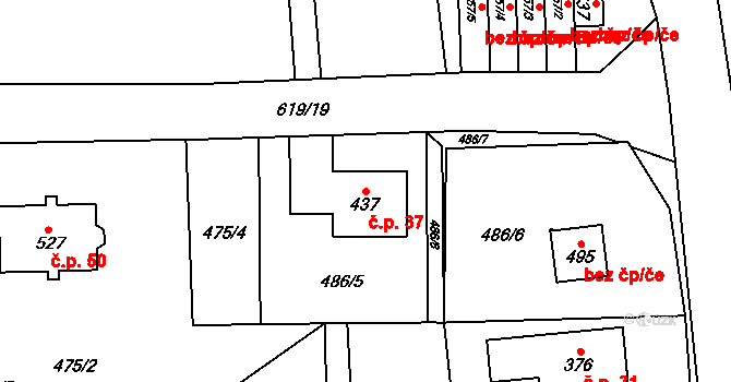 Čenkovice 37 na parcele st. 437 v KÚ Čenkovice, Katastrální mapa