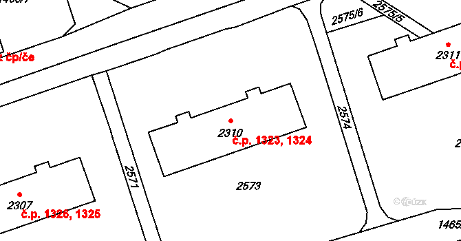 Beroun-Město 1323,1324, Beroun na parcele st. 2310 v KÚ Beroun, Katastrální mapa