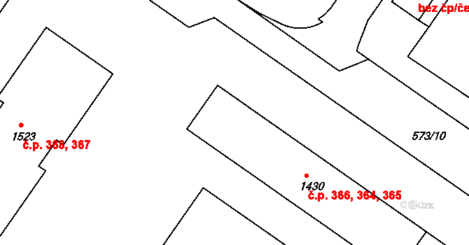 Broumov 364,365,366 na parcele st. 1430 v KÚ Broumov, Katastrální mapa