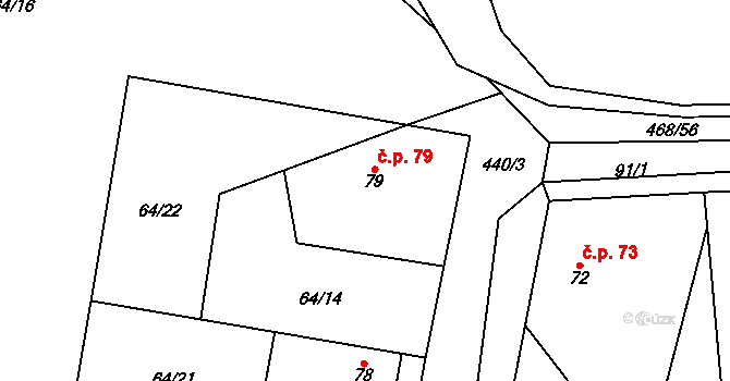 Labětín 79, Řečany nad Labem na parcele st. 79 v KÚ Labětín, Katastrální mapa
