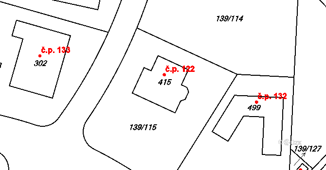 Trnová 122 na parcele st. 415 v KÚ Trnová u Jíloviště, Katastrální mapa