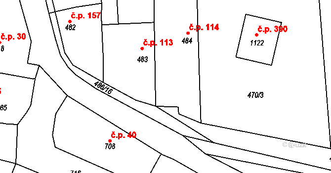 Rynholec 114 na parcele st. 484 v KÚ Rynholec, Katastrální mapa