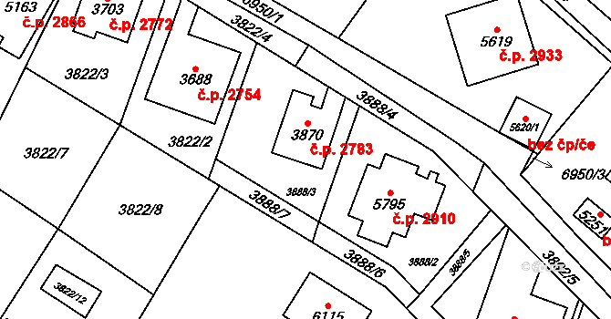 Žatec 2783 na parcele st. 3870 v KÚ Žatec, Katastrální mapa