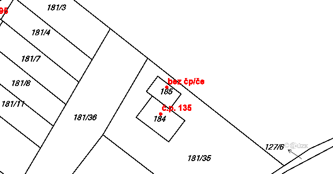 Líšťany 94061238 na parcele st. 185 v KÚ Líšťany, Katastrální mapa