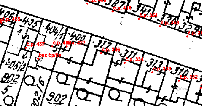Kostice 346 na parcele st. 317 v KÚ Kostice, Katastrální mapa