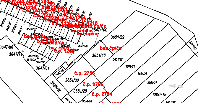Znojmo 100652239 na parcele st. 3651/48 v KÚ Znojmo-město, Katastrální mapa