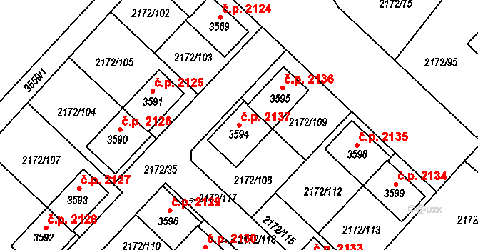 Lysá nad Labem 2137 na parcele st. 3594 v KÚ Lysá nad Labem, Katastrální mapa
