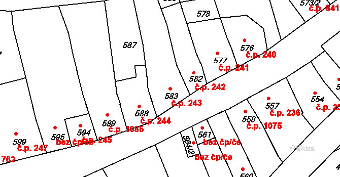 Holešov 243 na parcele st. 583 v KÚ Holešov, Katastrální mapa