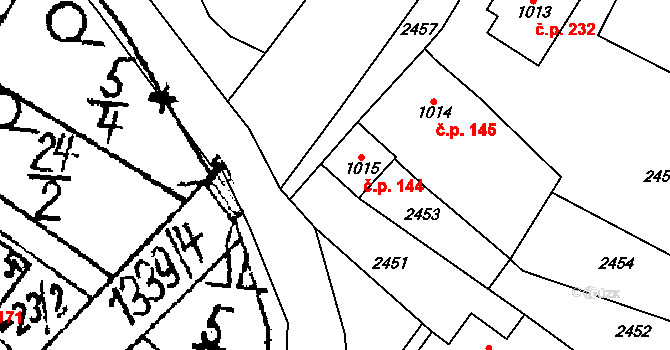 Prosiměřice 144 na parcele st. 1015 v KÚ Prosiměřice, Katastrální mapa
