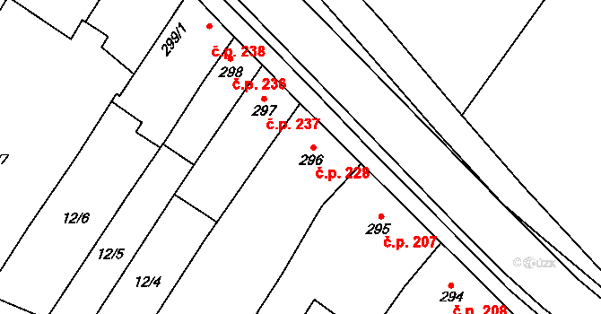 Tovačov I-Město 228, Tovačov na parcele st. 296 v KÚ Tovačov, Katastrální mapa