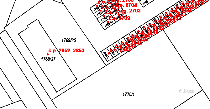 Jihlava 2643 na parcele st. 1769/3 v KÚ Jihlava, Katastrální mapa