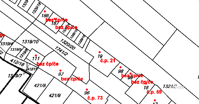 Skalka 21 na parcele st. 19 v KÚ Skalka u Kyjova, Katastrální mapa