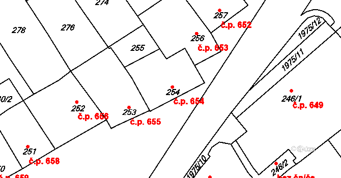 Mistřín 654, Svatobořice-Mistřín na parcele st. 254 v KÚ Mistřín, Katastrální mapa