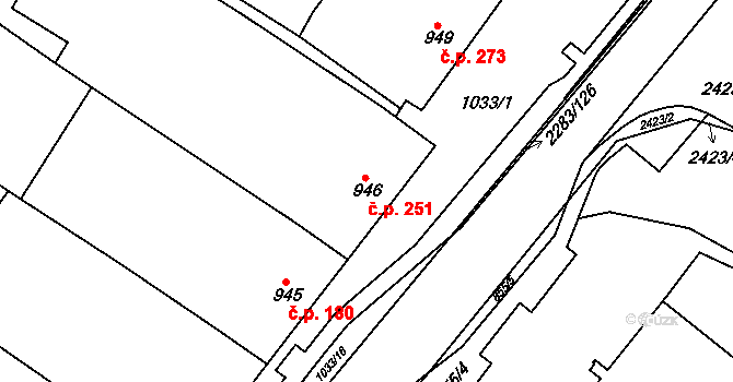Svatobořice 251, Svatobořice-Mistřín na parcele st. 946 v KÚ Svatobořice, Katastrální mapa