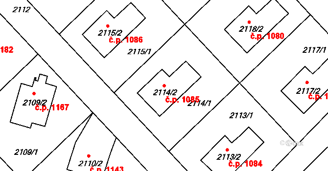 Mnichovo Hradiště 1085 na parcele st. 2114/2 v KÚ Mnichovo Hradiště, Katastrální mapa
