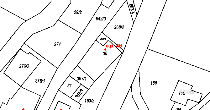 Petrovičky 46, Mladkov na parcele st. 30 v KÚ Petrovičky u Mladkova, Katastrální mapa