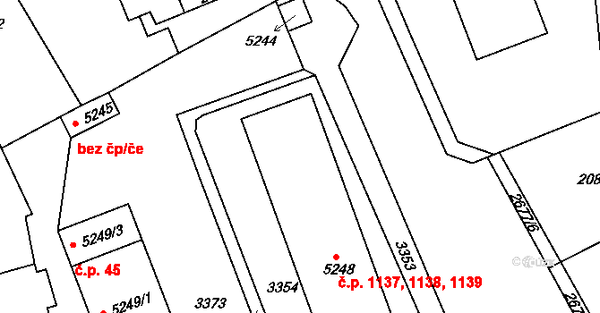 Chrudim IV 1137,1138,1139, Chrudim na parcele st. 5248 v KÚ Chrudim, Katastrální mapa
